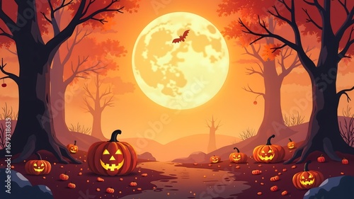 halloween background with pumpkins. sale banner design free space in the center
