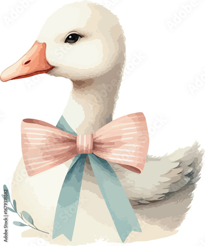 Charming watercolor geese illustration .