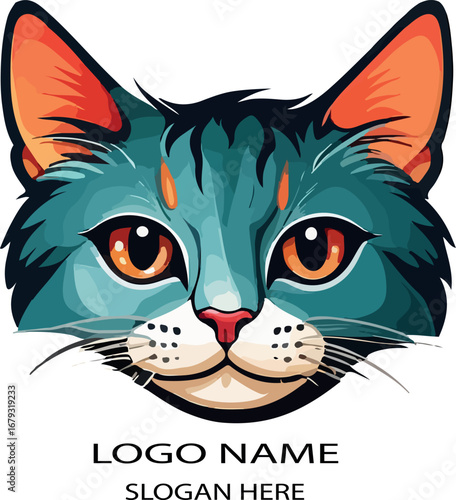 peeking cat logo icon vector white background .