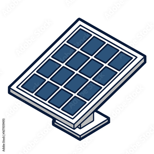 Isometric solar panel with blue cells on a white background solar energy renewable energy