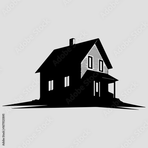 House Simple Icon Symbol, House Isolated Retro Graphic Vector Black Art