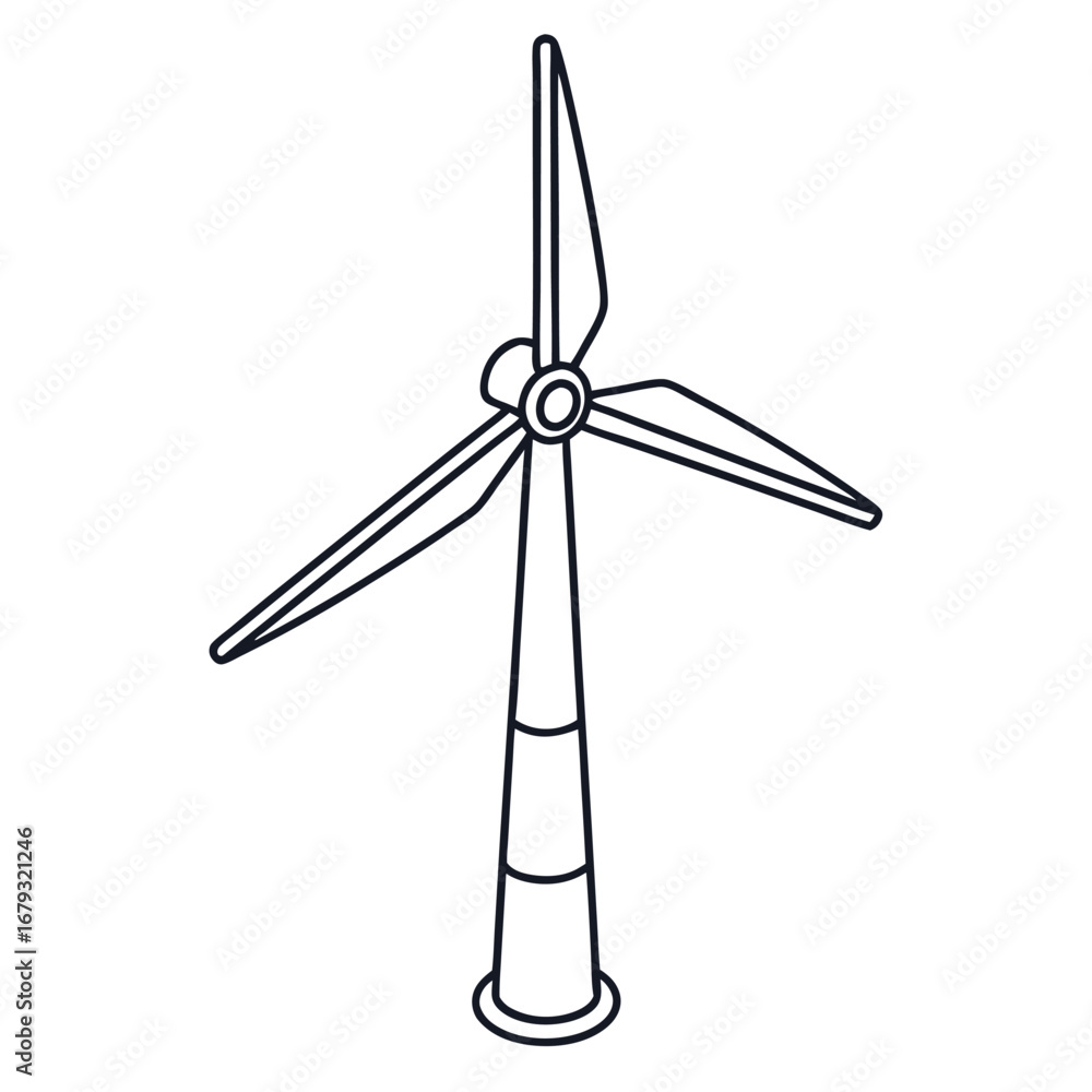 Obraz premium Simple Outline Wind Turbine Icon Isolated on White Background windmill energy