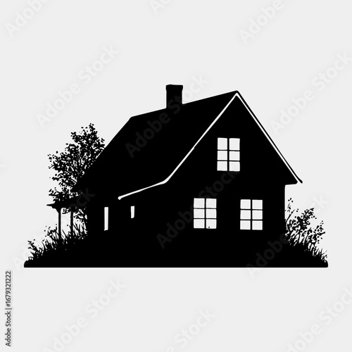 House Simple Icon Symbol, House Isolated Retro Graphic Vector Black Art