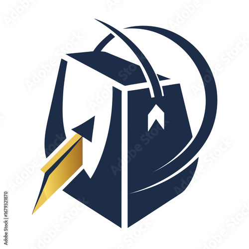 A shopping bag with an arrow, an isolated graphic for return policies or exchanges.