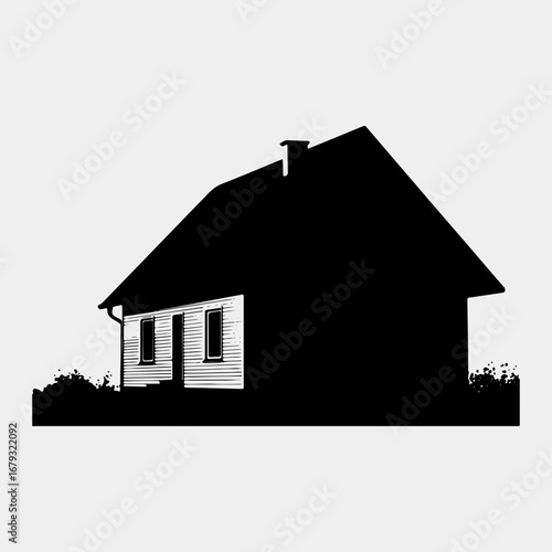 House Simple Icon Symbol, House Isolated Retro Graphic Vector Black Art