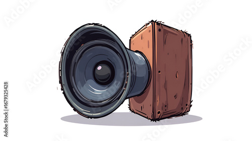 Vector Single Cartoon Illustration - Loudspeaker on Isolated White Background