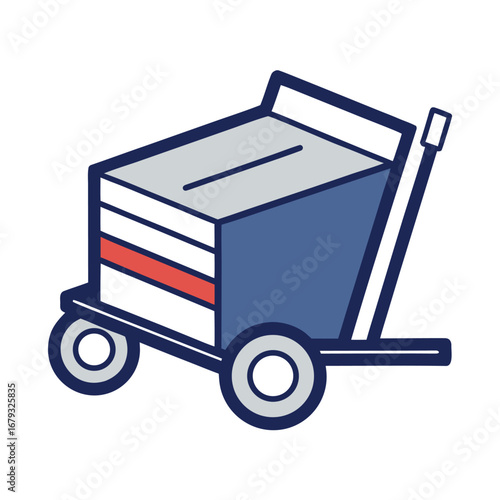 A shopping cart with a notebook, an isolated graphic for a wishlist or to-do list for shopping.