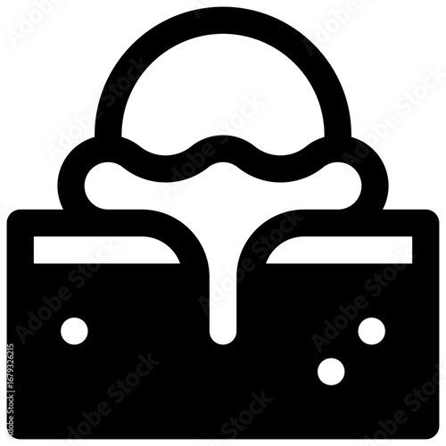 Brownie. Outlined stroke vector icon with black-filled details.