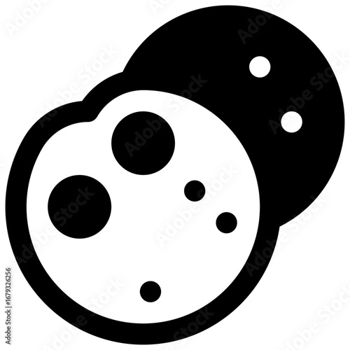 Chocolate chip cookies. Outlined stroke vector icon with black-filled details.