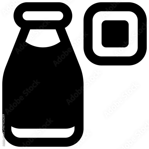 Chocolate milk. Outlined stroke vector icon with black-filled details.