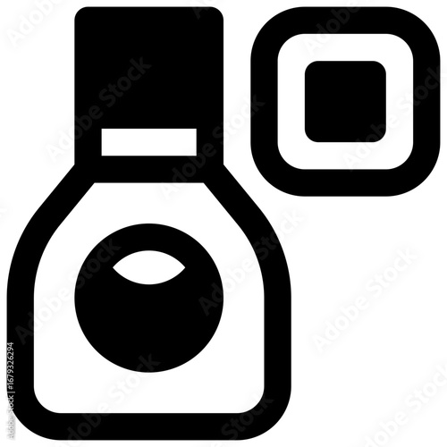Chocolate syrup. Outlined stroke vector icon with black-filled details.