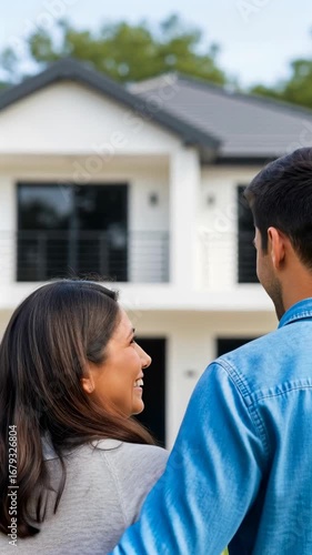 Happy Latin Couple Looking at their New Home