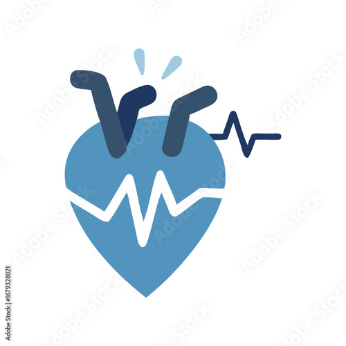 Human Heart with ECG Line Icon for Cardiology and Healthcare