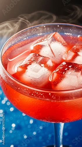 Refreshing Red Cocktail with Ice
