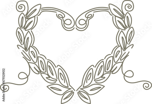 Decorative vector heart made of leaves