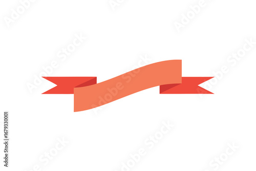 Simple coral ribbon banner for graphic design or illustration projects usage