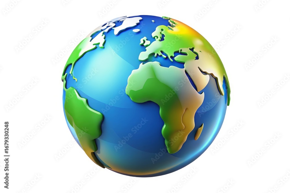 Naklejka premium Realistic 3d globe of earth with continents and oceans