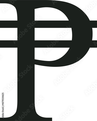 Philippine peso currency symbol black silhouette illustration for financial design