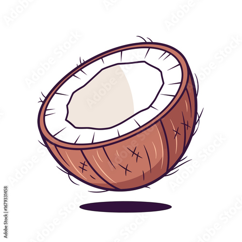 Delicious tropical coconut half for healthy recipes and refreshing summer drinks