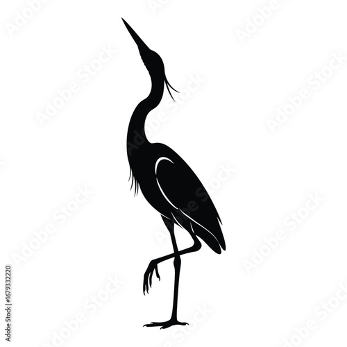 Vector art of silhouette of a heron bird