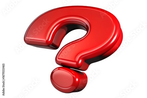 Bright red 3d question mark symbol isolated on white background