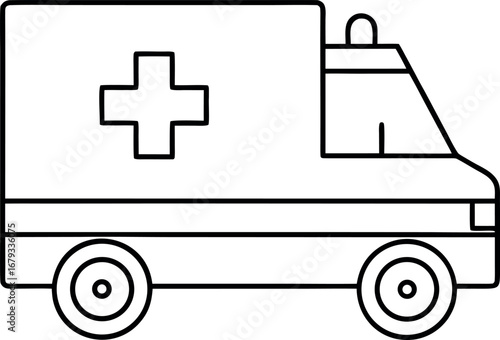Ambulance outline icon for medical emergencies in vector format great for educational and instructional visuals and healthcare information resources