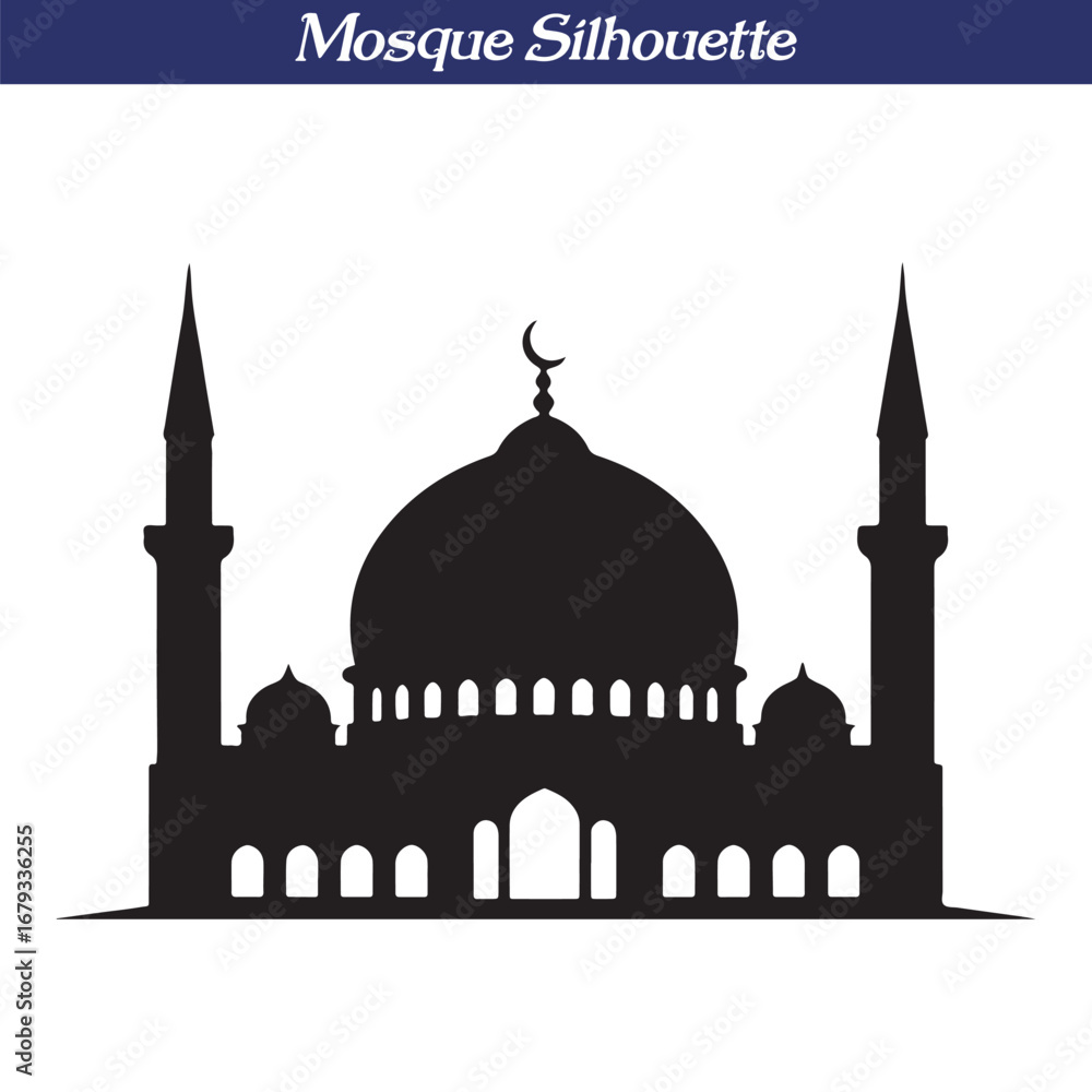 Fototapeta premium Mosque Silhouette with Minarets