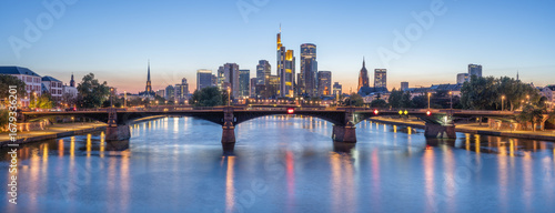 Frankfurt am Main skyline panorama with view of the financial district, Hesse, Germany