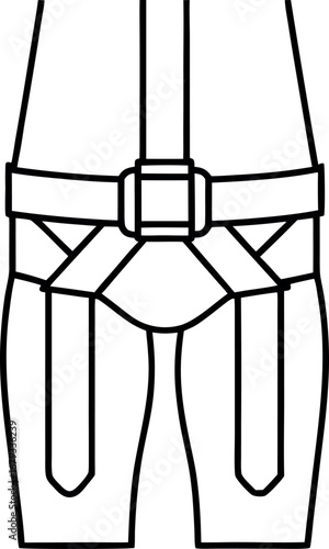 Climbing harness line art illustration safety equipment design concept for outdoor activities adventure sports featuring clear and precise lines drawing attention to essential elements