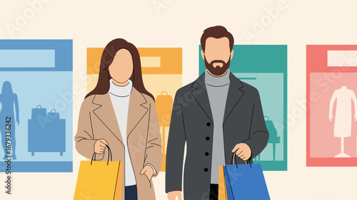Couple enjoying shopping together in the mall