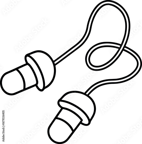 Earplugs icon depicting hearing protection and noise reduction with connected string offering safety against noise induced hearing loss prevention