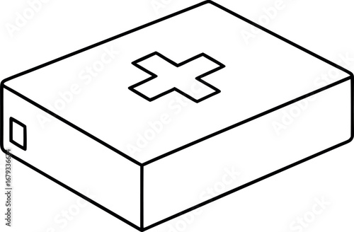 First aid kit outlined illustration with clear background emergency medical health care box icon safety symbol in simple line style design