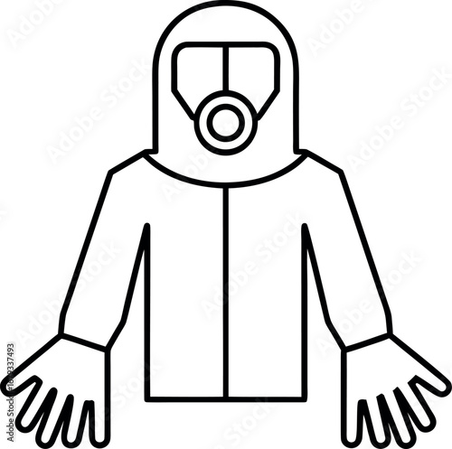 Outline of a person in a hazmat suit for protection and safety against harmful substances and viruses perfect for design templates