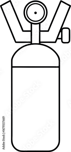 Oxygen tank outline illustration medical equipment scuba diving tank gas cylinder industrial storage device for compressed gas in vector format