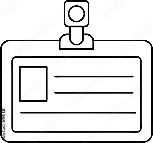 Simple ID Badge Outline Icon Identification and Information Holder for Security and Access Credentials and Personal Details and Identification Systems