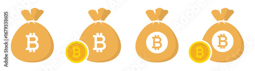 Bitcoin bag icon, vector illustration