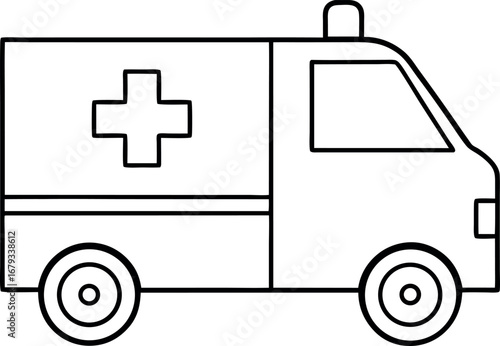 Ambulance outline graphic vector illustration emergency medical service vehicle hospital transport first aid response transportation help healthcare urgency