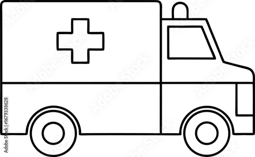 Ambulance outline illustration for medical emergency services and healthcare support symbolizing immediate response and critical patient care