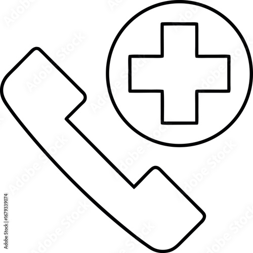 Emergency medical phone line symbol illustration for healthcare services and patient communication showcasing medical support and helpline with assistance assistance readily available