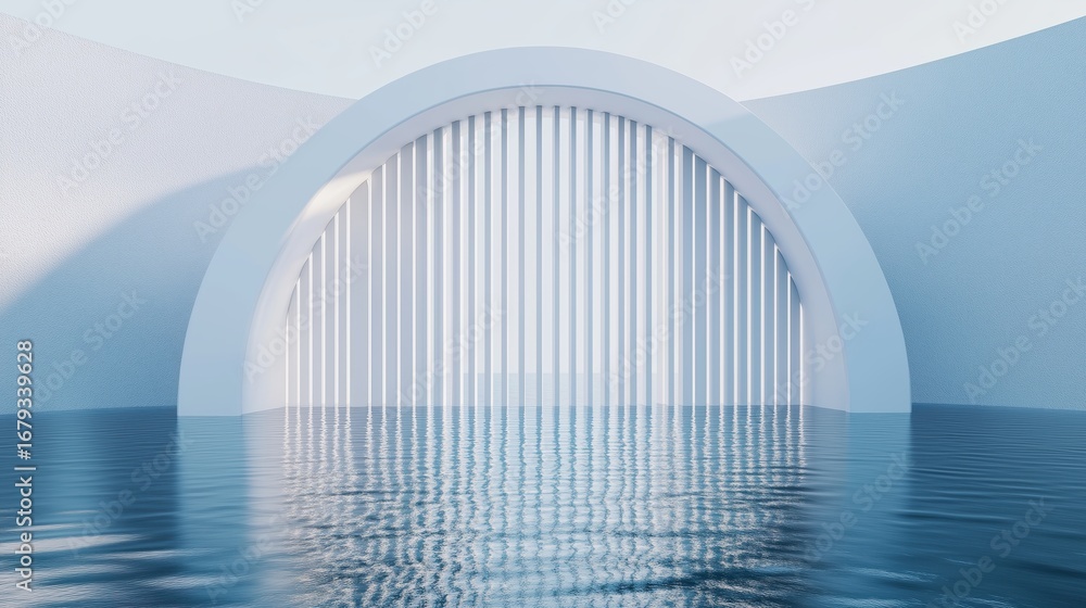 Fototapeta premium Minimalist Architectural Design Reflected in Water
