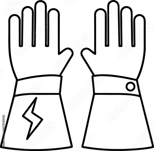 Pair of insulated electrical gloves for safety and protection on white background offering safety measures with clear outline