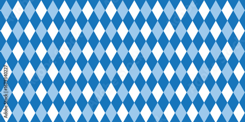 Bavarian Oktoberfest seamless pattern with blue and white rhombus Flag of Bavaria Oktoberfest blue checkered background Wallpaper Vector old diamonds background	