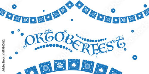 Bavarian Oktoberfest with blue and white rhombus Flags of Bavaria and text Oktoberfest blue checkered background Wallpaper Vector old diamonds background	