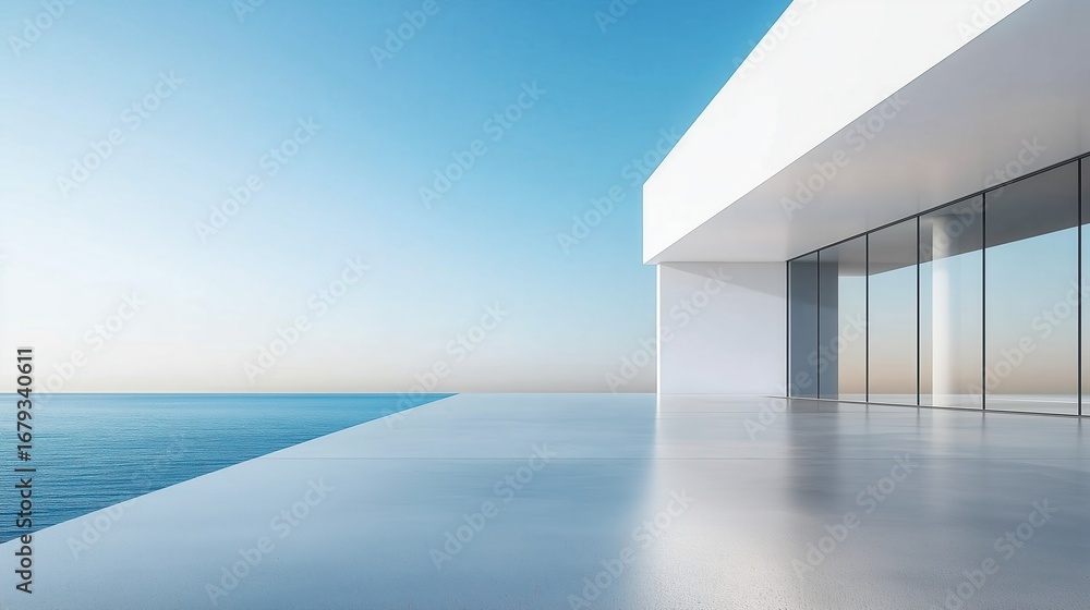 Obraz premium Modern Architecture Overlooking the Ocean