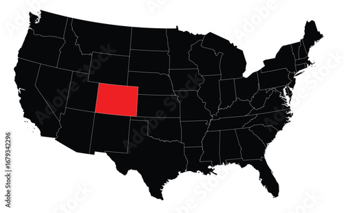 State of Colorado Highlighted on a USA Map Editable