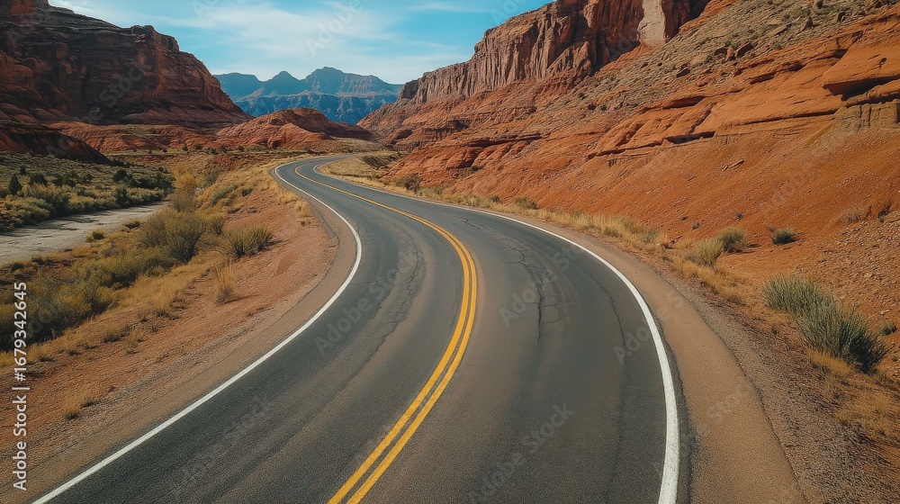 Fototapeta premium Road Through Red Rock Canyon Landscape