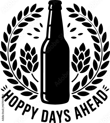 Black silhouette t-shirt design of an owl perched on a beer barrel with a frothy glass