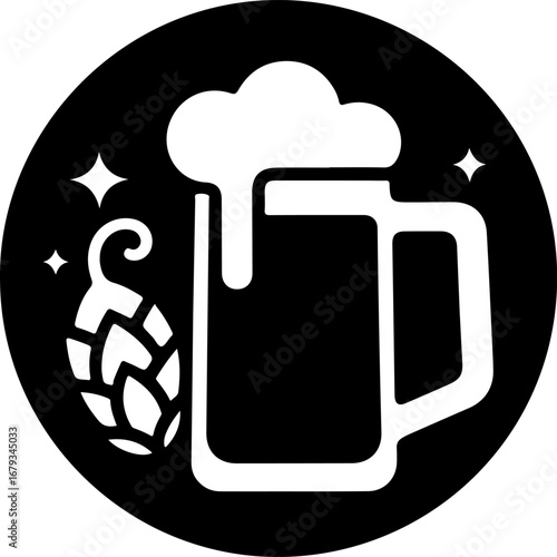 Craft Beer Mug Logo Black Silhouette Design