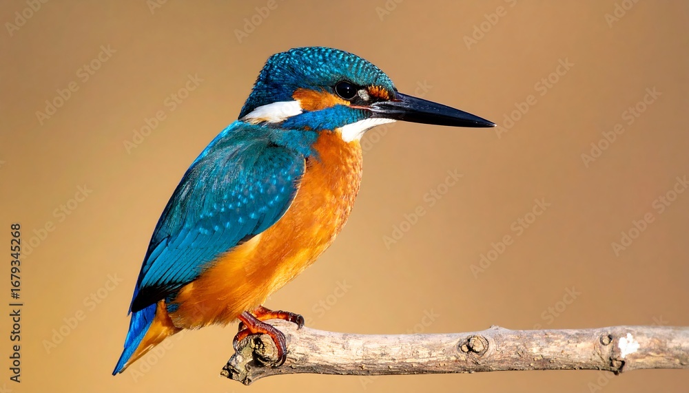 Fototapeta premium Kingfisher on branch, warm colors