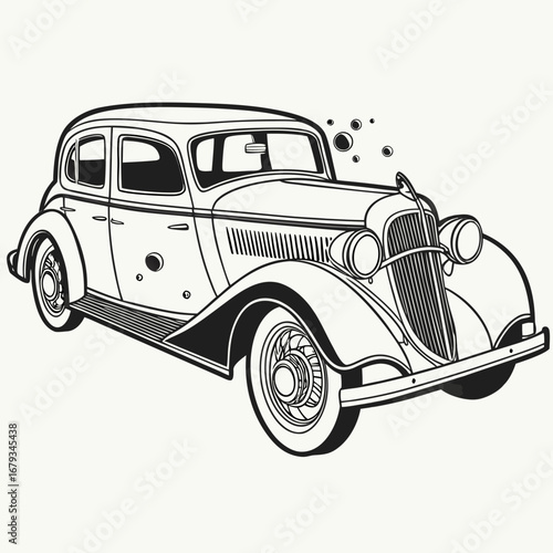 Vector art of vintage car illustration